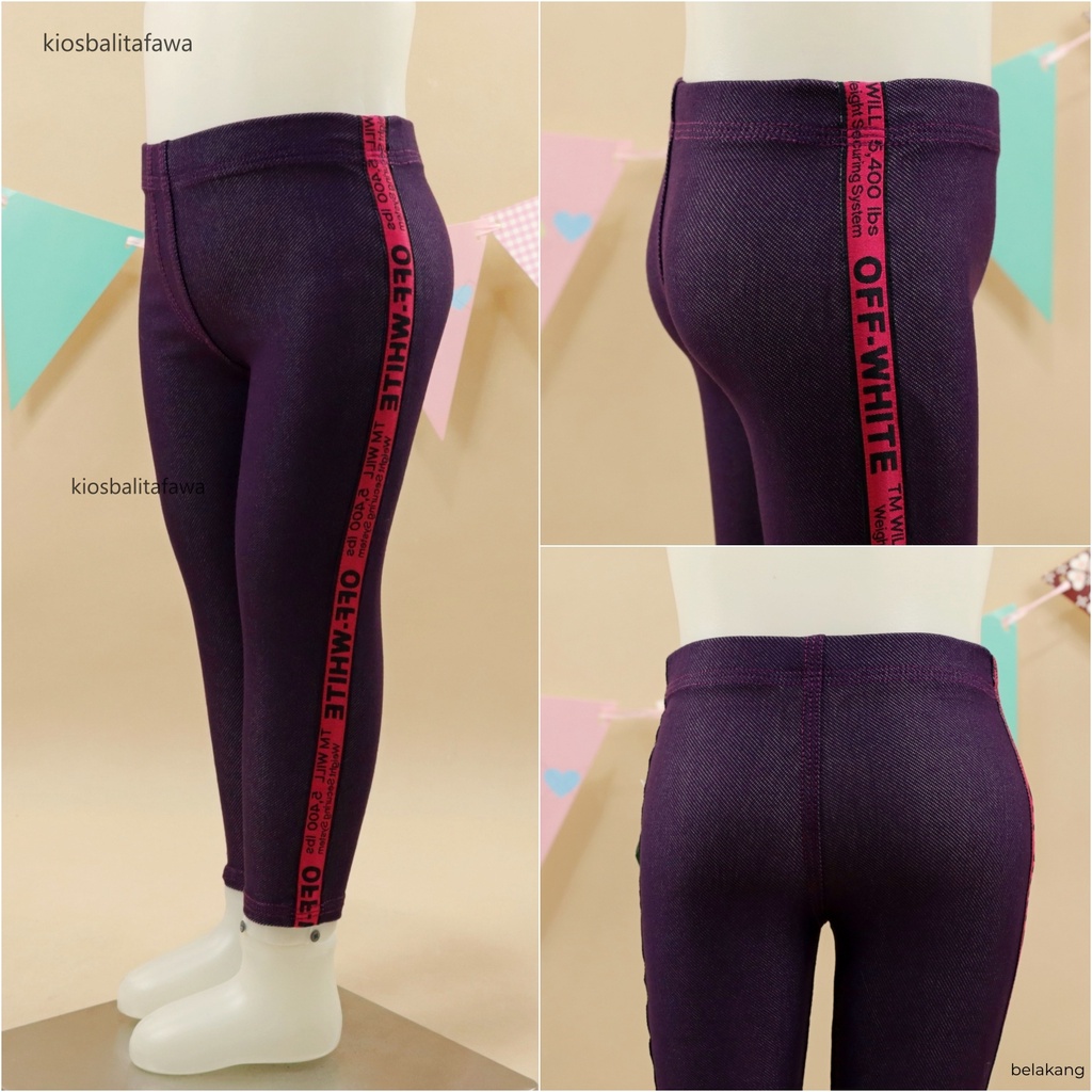Jegging LIST Uk. 3-4 Tahun / Legging Jeans Stripe Anak Celana Panjang Polos Leging Denim Import