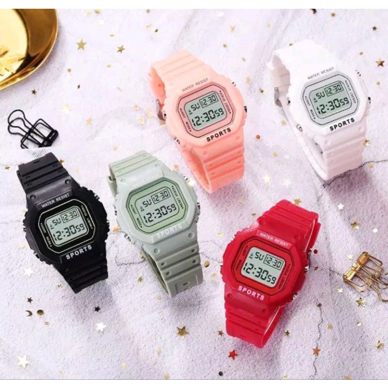 JAM TANGAN DIGITAL RUBBER PRIA / WANITA Macaron KARET LED KOREA SPORT - Ungu