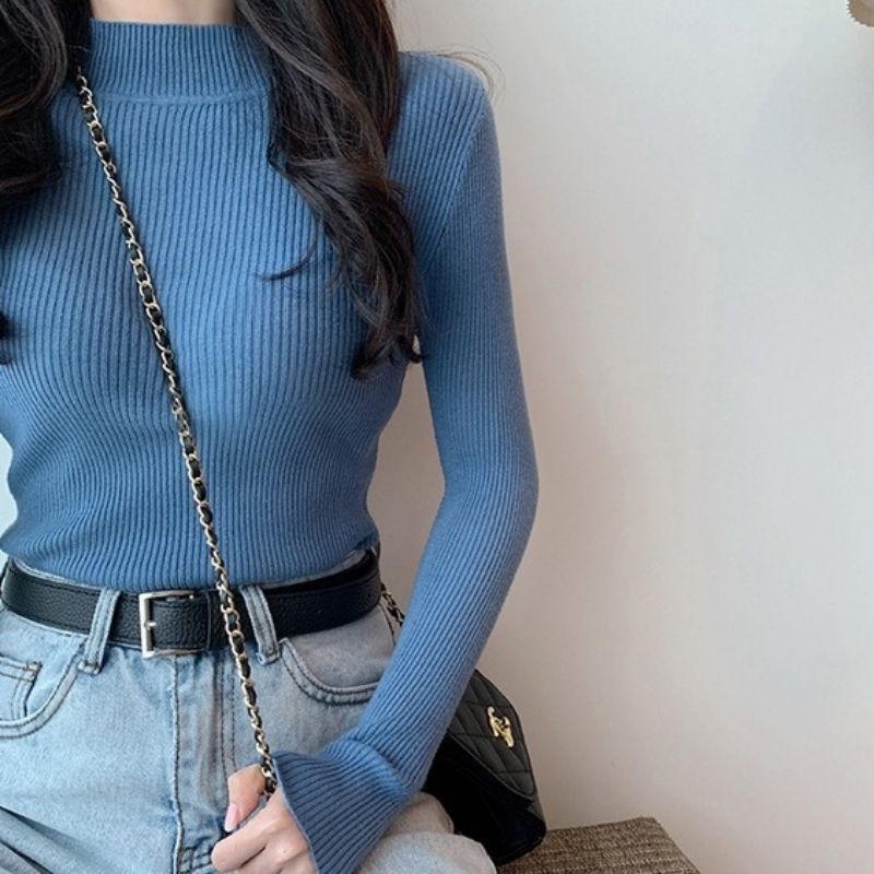 Nadhira Turtleneck / Inner Rajut Wanita Kerah Tinggi Korean Style / maks bb 60 kg