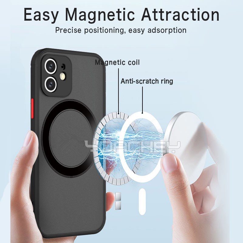 Casing Armor Magsafe Magnetik Shockproof Untuk iPhone 13 14 12 11 Pro Max Mini X XR XS 14 Plus