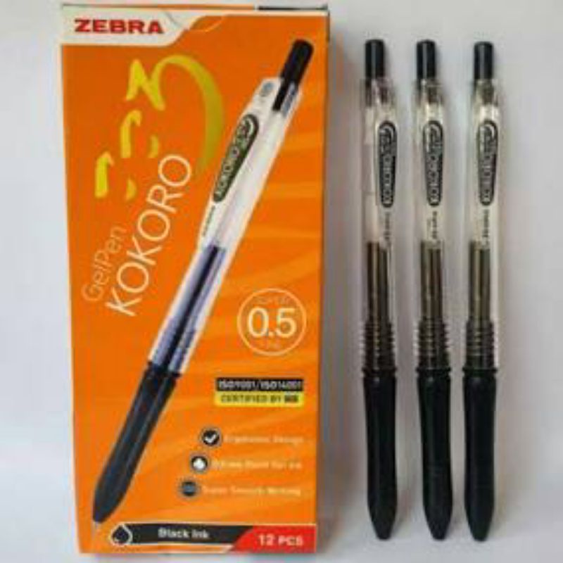 Jual Pulpen Gel Zebra Kokoro Hitam Harga 1 pack (12 pcs) | Shopee Indonesia