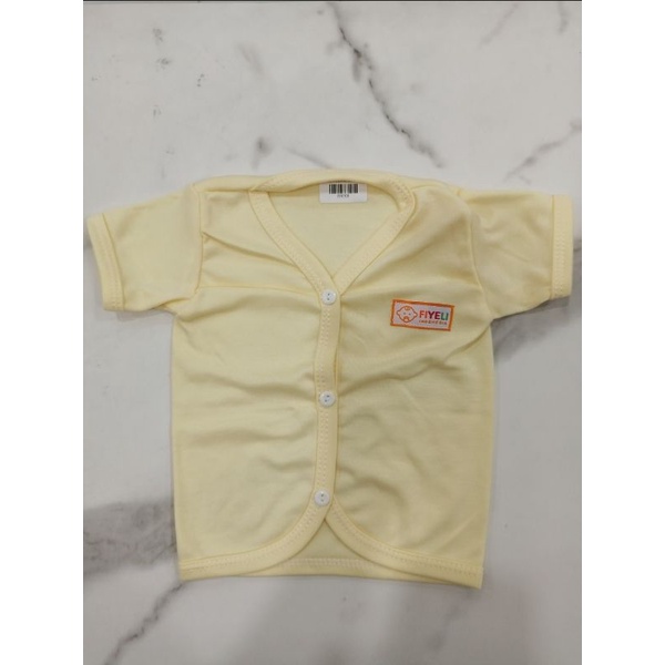 Baju Fiyeli DK Polos Pendek / Baju Bayi Lengan Pendek / Baju Bayi Kancing Lengan Pendek Polos