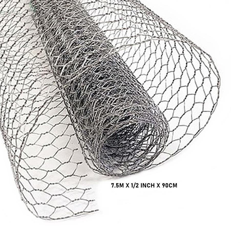 eib KAWAT AYAM ROLL ROLLAN / CHICKEN WIRE MESH / KAWAT GALVANIZED PANJANG 7.5M ⌘ 57