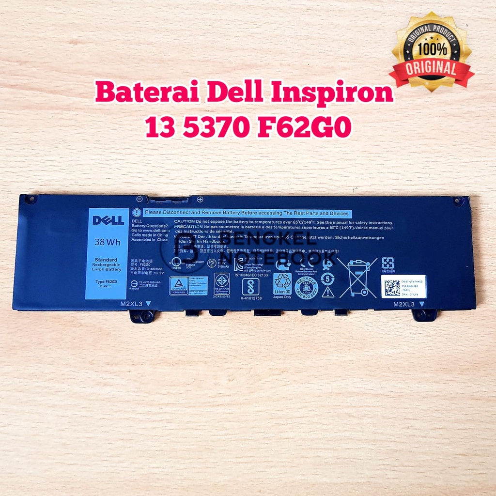 Baterai Dell Inspiron 13 5370 7370 7373 7380 7386 Vostro 5370 RPJC3 39DY5 F62G0 5370 P87G001