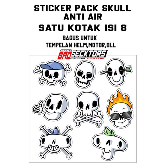 

Stiker Skull Pack Satu Kotak Isi 8 Anti Air
