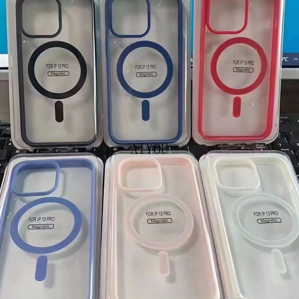 Case Magnetik Bahan Akrilik Dengan Bumper Untuk iPhone 13 12 11 14 Pro Max Xs Max X XR 7 8 Plus SE2