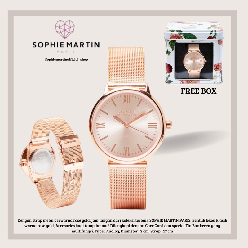 [NEW ARRIVAL] JAM TANGAN WANITA STRAP METAL ZARLLAA ROSE GOLD SOPHIE MARTIN OFFICIAL ANTI AIR PROMO 