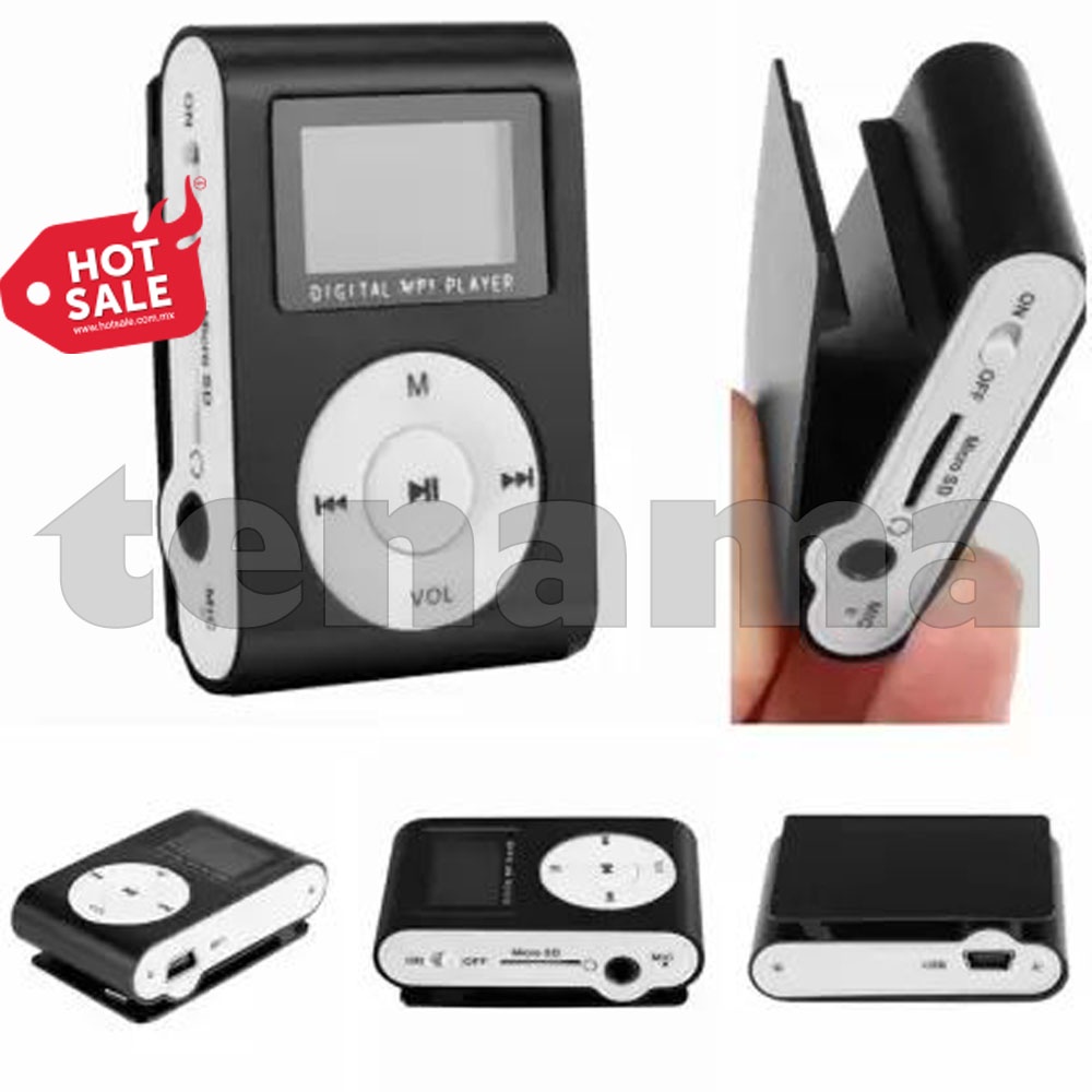 MP3 Player LCD Screen Slot MicroSD Card With Small Clip