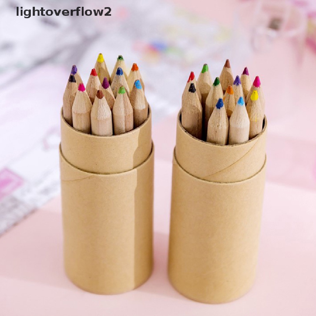 (lightoverflow2) 1pc Rautan Pensil 12 Warna Bahan Kertas Kraft