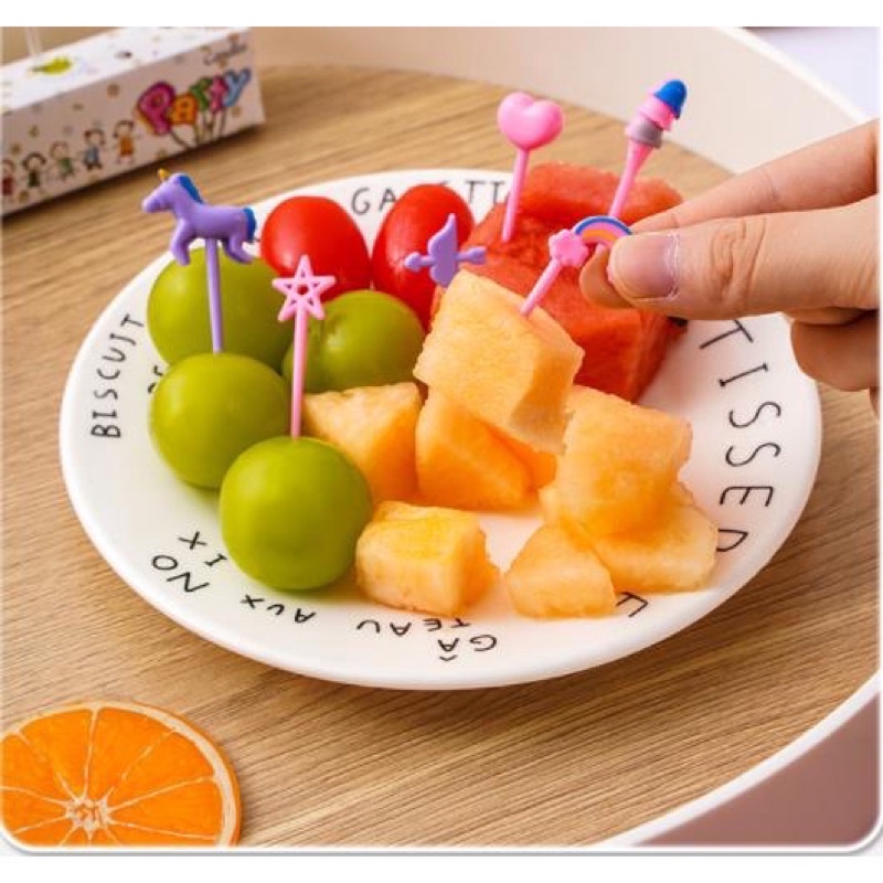 Garpu Buah Mini Set 6pcs Motif Kartun - Garpu Bento Buah Motif Kartun