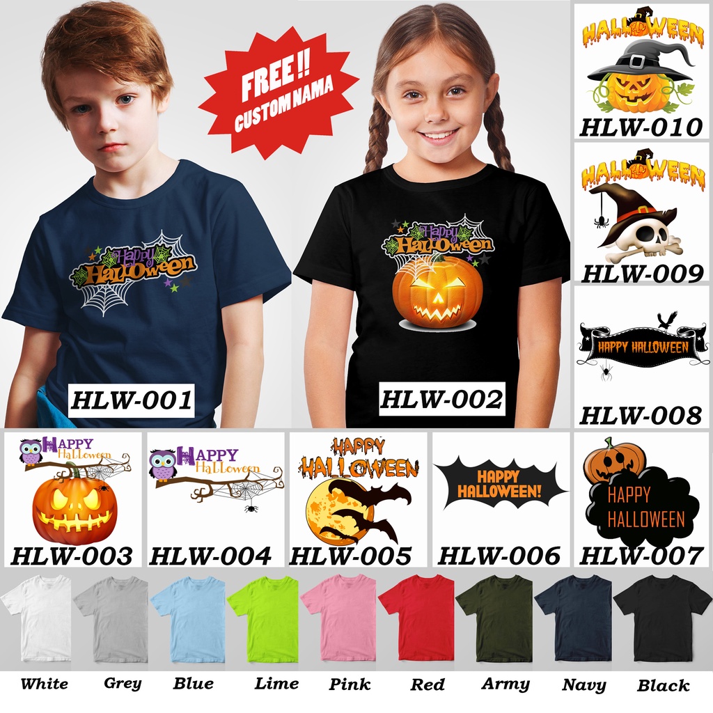 [FREE NAMA !!] Kaos Anak &amp; Family Halloween 100% COTTON PREMIUM
