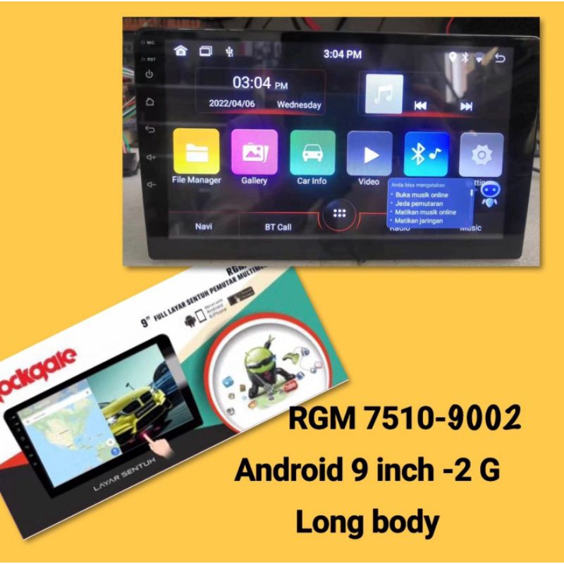 head unit Android rockgate 9" bodi panjang