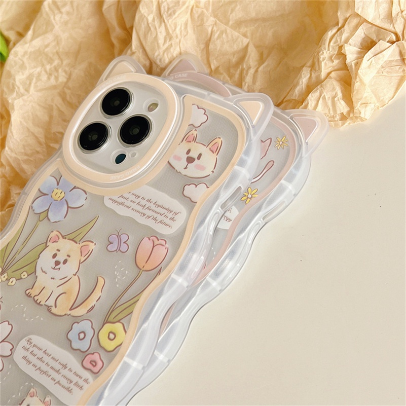 Soft Case Silikon Motif Kucing / Bunga Untuk iPhone 14 13 12 11 Pro Max X Xr Xs Max 8 7 6 6s Plus