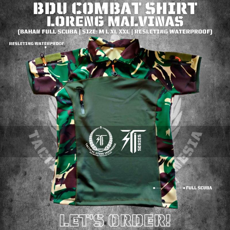 BDU Scuba Loreng Malvinas - BDU Combat Shirt Full Scuba Lengan Pendek