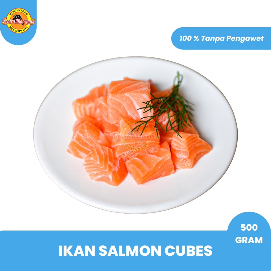 

Ikan Salmon Cube Fish Salmon Fillet Saikoro Premium 500 Gram