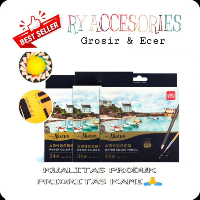 

RY - Pensil warna waterproof dengan kuas non toxic dapat di cuci dan teknologi hybrid 24 pcs / 36 pcs / 48 pcs