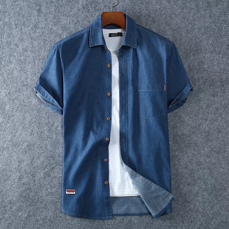 TOTOTAshop.Kemeja jeans pria RYUKIN MG SIZE M-L-XL,XXL Bahan Jeans wash original premium.real pict