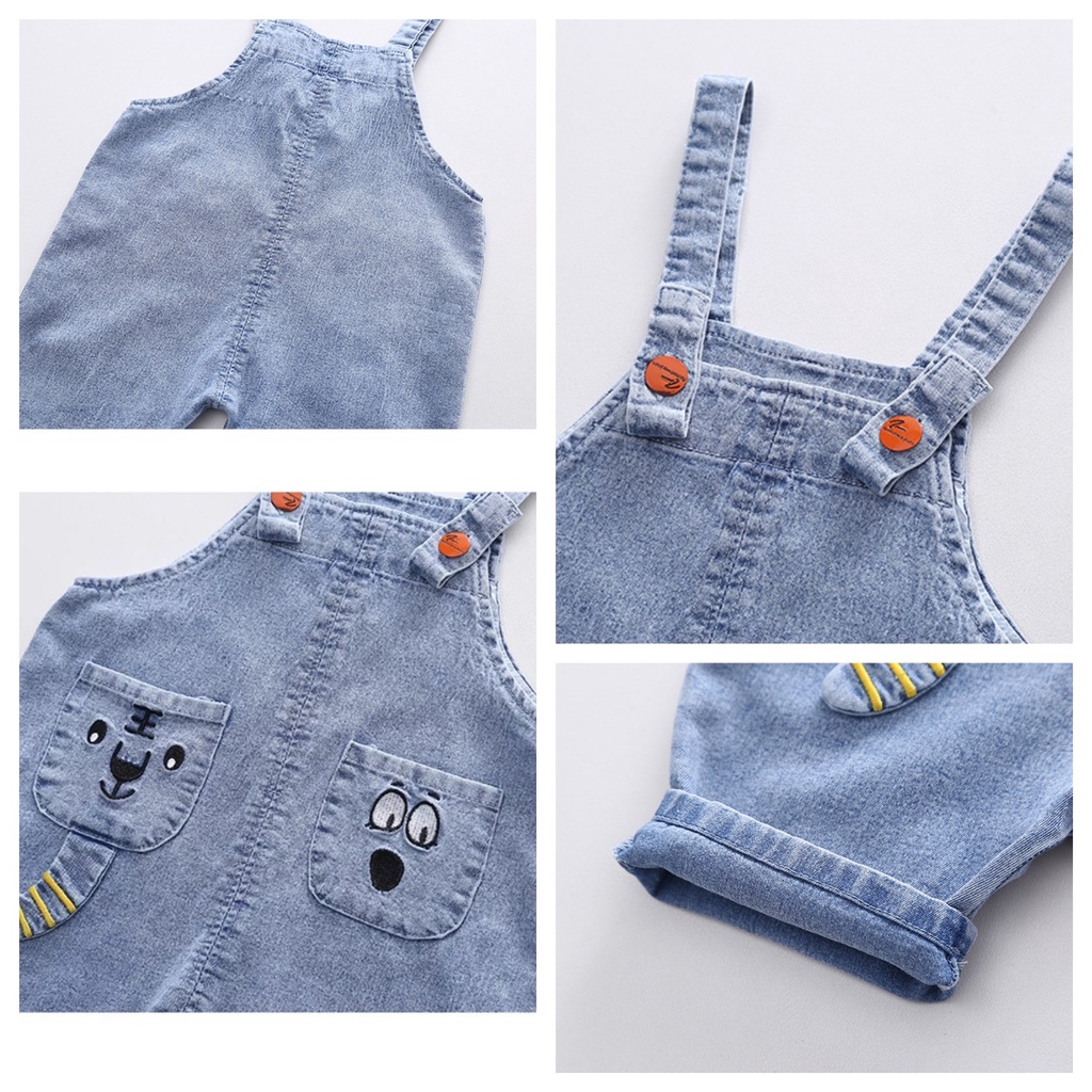 Overall Set JUAN 2in1 Baju Jumpsuit Jeans Anak Laki Laki 1 - 5 tahun Korean Style Import