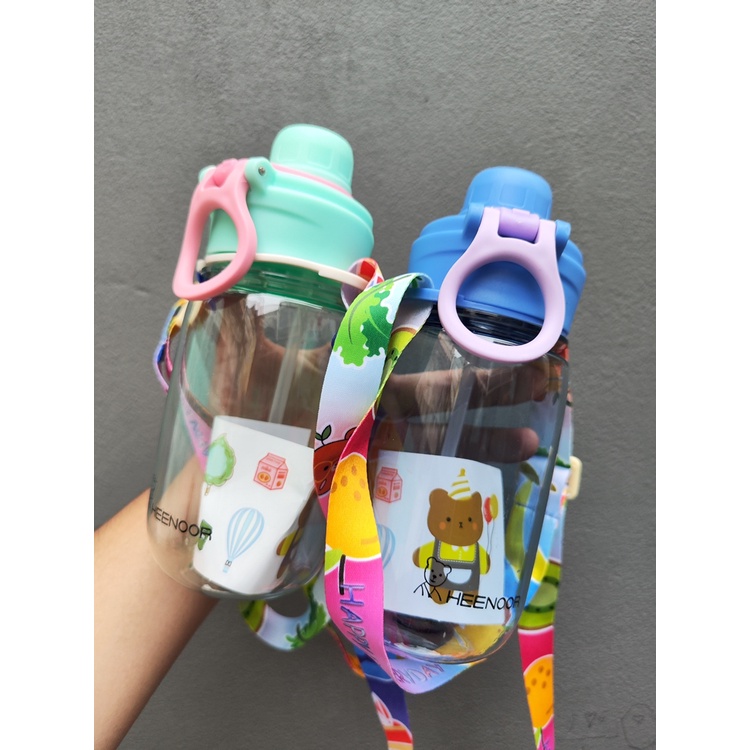 Botol Minum Terbaru Non Sedotan Gantungan + Tali Free Stiker 500ml 593