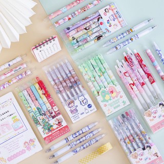 COD 1 SET 6PCS PULPEN GEL MEKANIK 0.5MM / BALLPOINT MEKANIK BERBAGAI MACAM MOTIF LG