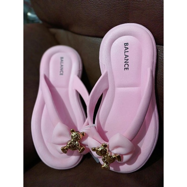 Sandal Jepit Anak Perempuan Pita Jelly Import Balance 8001-A1 Karakter Bear Gold Terbaru Umur 3 4 5 6 7 8 Tahun