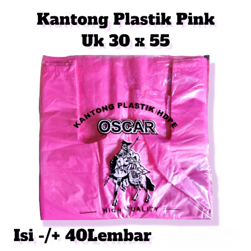 Kantong Kresek Warna Pink Uk 30cm x 55cm @300gr