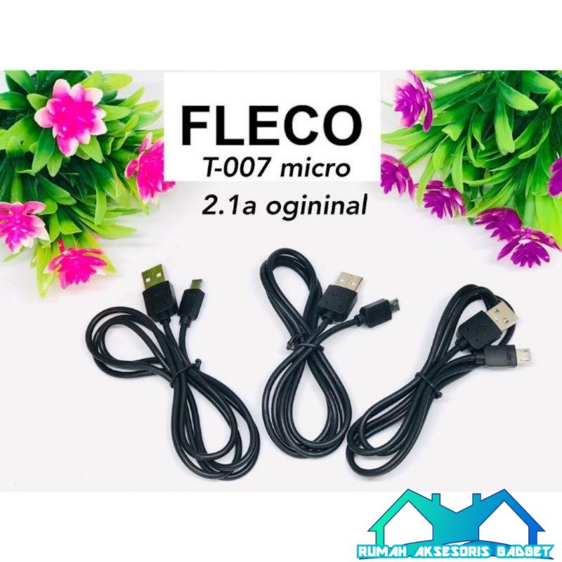 kabel data micro usab fleco T007 hitam kualitas bagus murah meriah