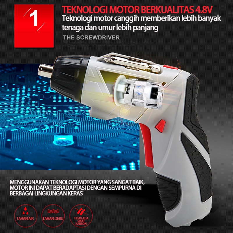 4.8VBor tangan yang dapat diisi ulang / Obeng Rumah Tangga / Electric Screw Driver / Obeng Listrik / Obeng
