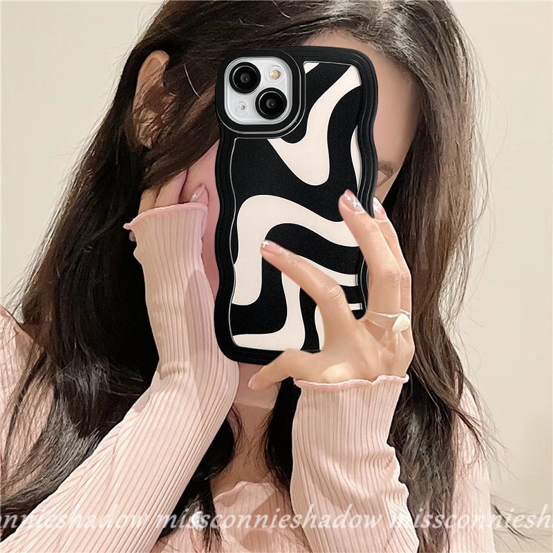 Shockproof Wavy Edge Casing Redmi 9 10 9A A1 A1+  9T 10A 9C NFC 11T Redmi Note8 10 11 11Pro+ Note9 Pro Note 10s 11s 10 Pro Max Plus Art Zebra Pattern Irregular Stripe Soft TPU Case