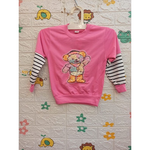 Sweater anak cewek perempuan beruang usia 2-6 tahun
