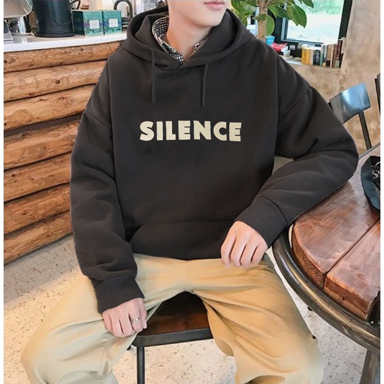 Hoodie Pria Oversize Silence XXL | Korean Style Jumper Terbaru | Bahan Fleece | Big Size Sweater Hodie