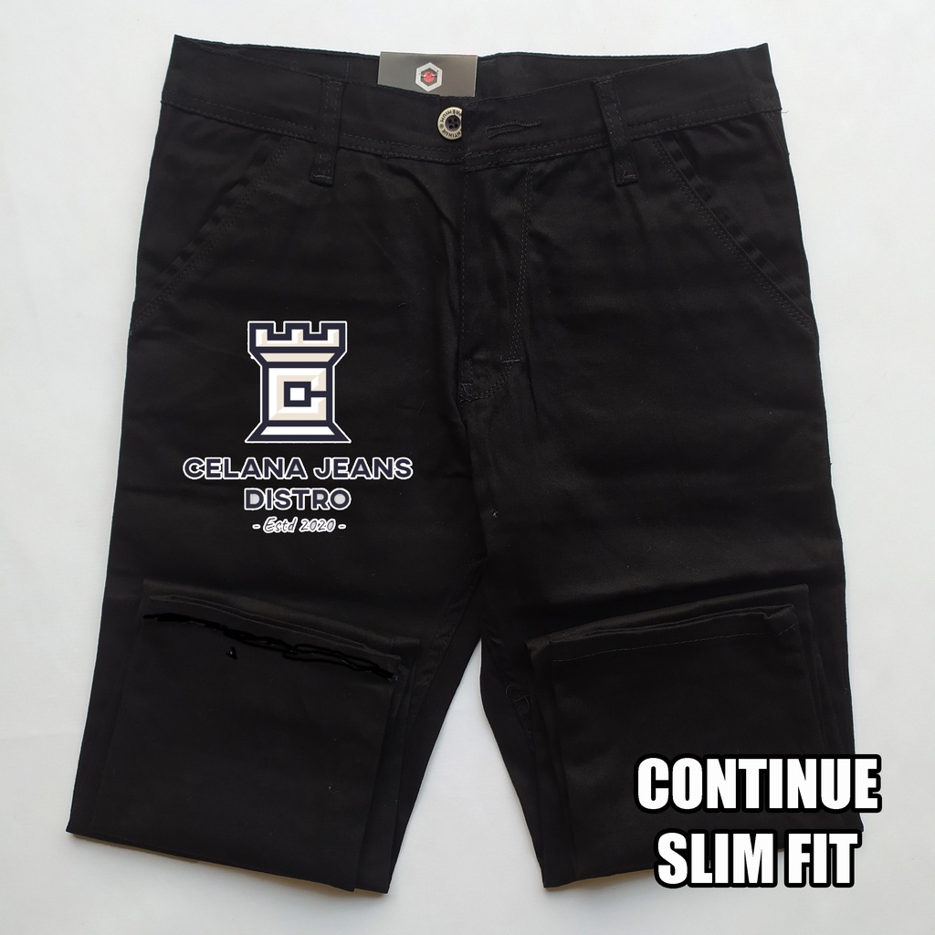 Celana Chino Panjang Hitam Pria Distro Continue