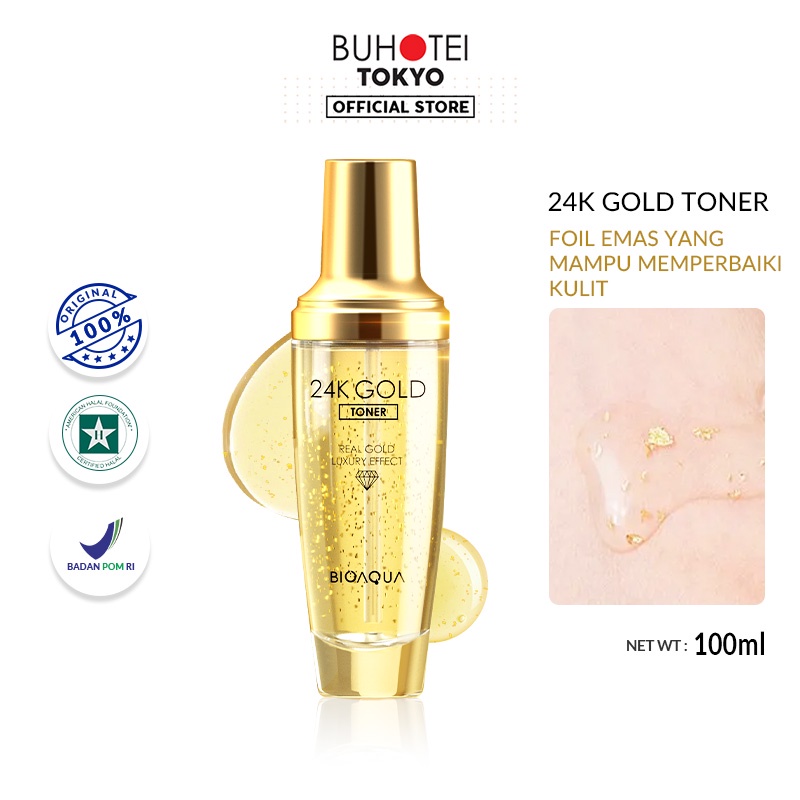 BUHOTEI BIOAQUA 24K Gold Toner 100ml Hydrating Oil Control BPOM dan HALAL