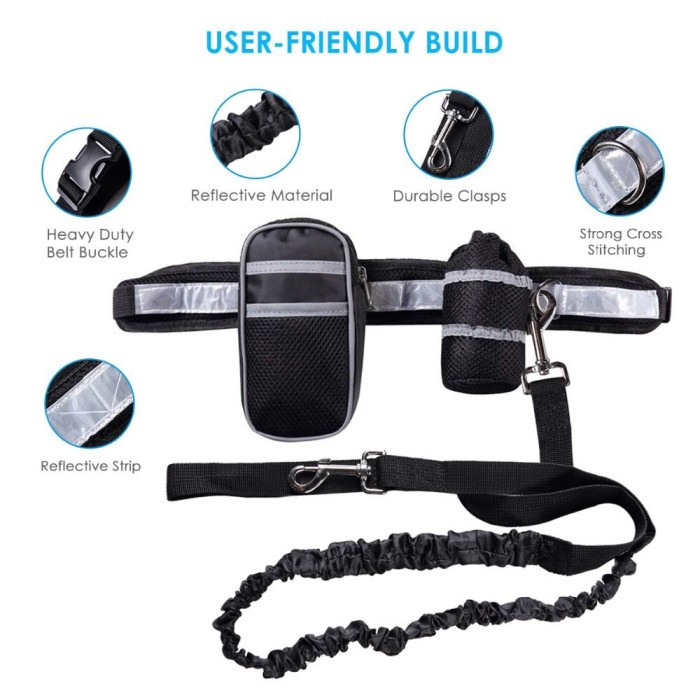 Dog Running Leash with Waist bag / Tas Pinggang Tali Tuntung Anjing