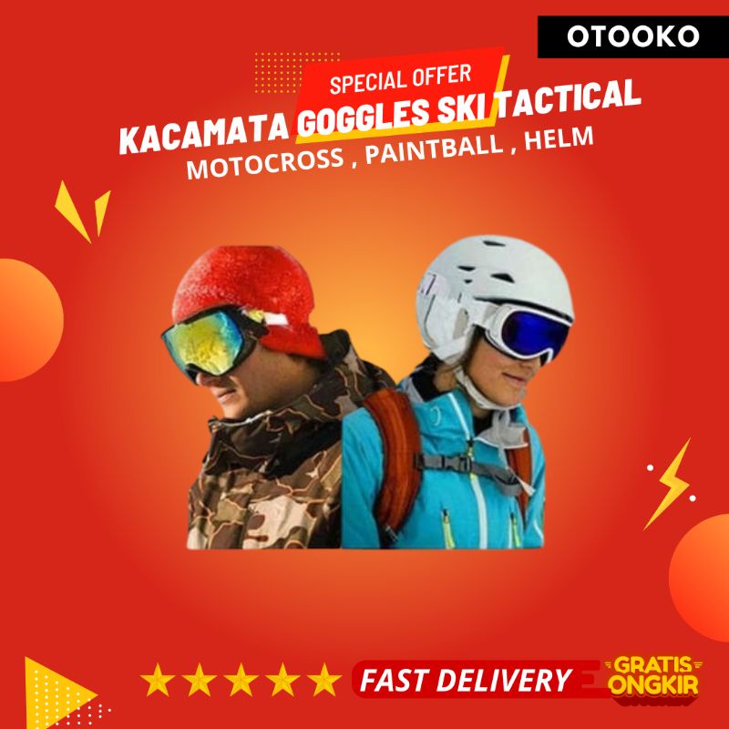 Kacamata Goggles Ski Tactical Sepeda Motor Pelindung Mata Lensa Wide Murah