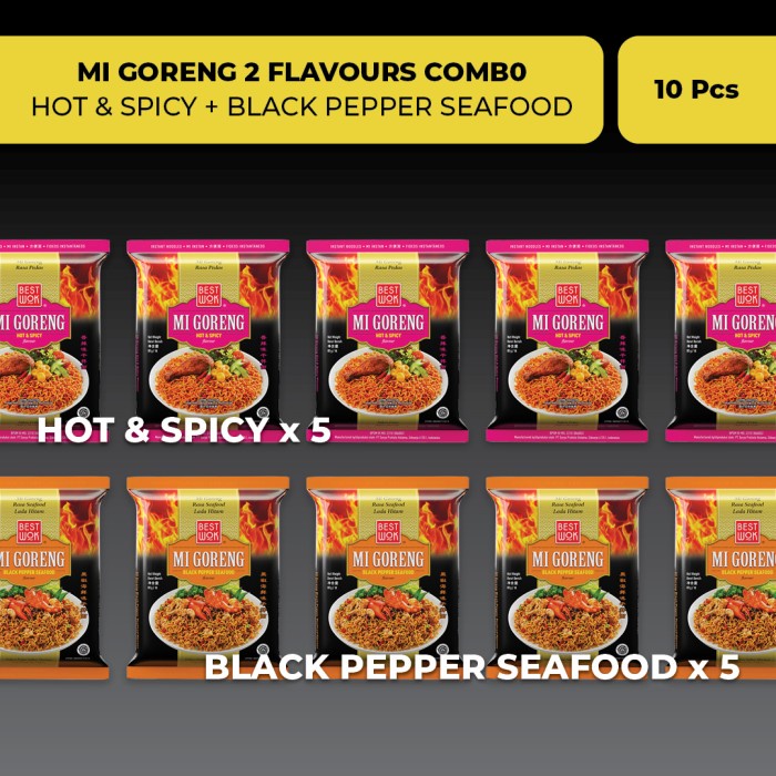 

PROMO Best Wok Mi Goreng Hot & Spicy 5 pcs + Blackpepper Seafood 5 pcs