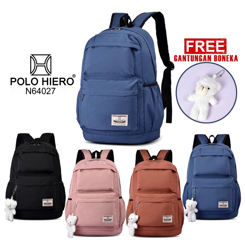 (BagShop) Polo Hiero N64027,Tas Ransel Fashion Wanita , Tas Rangsel sekolah, Tas kuliah, Tas kerja, 