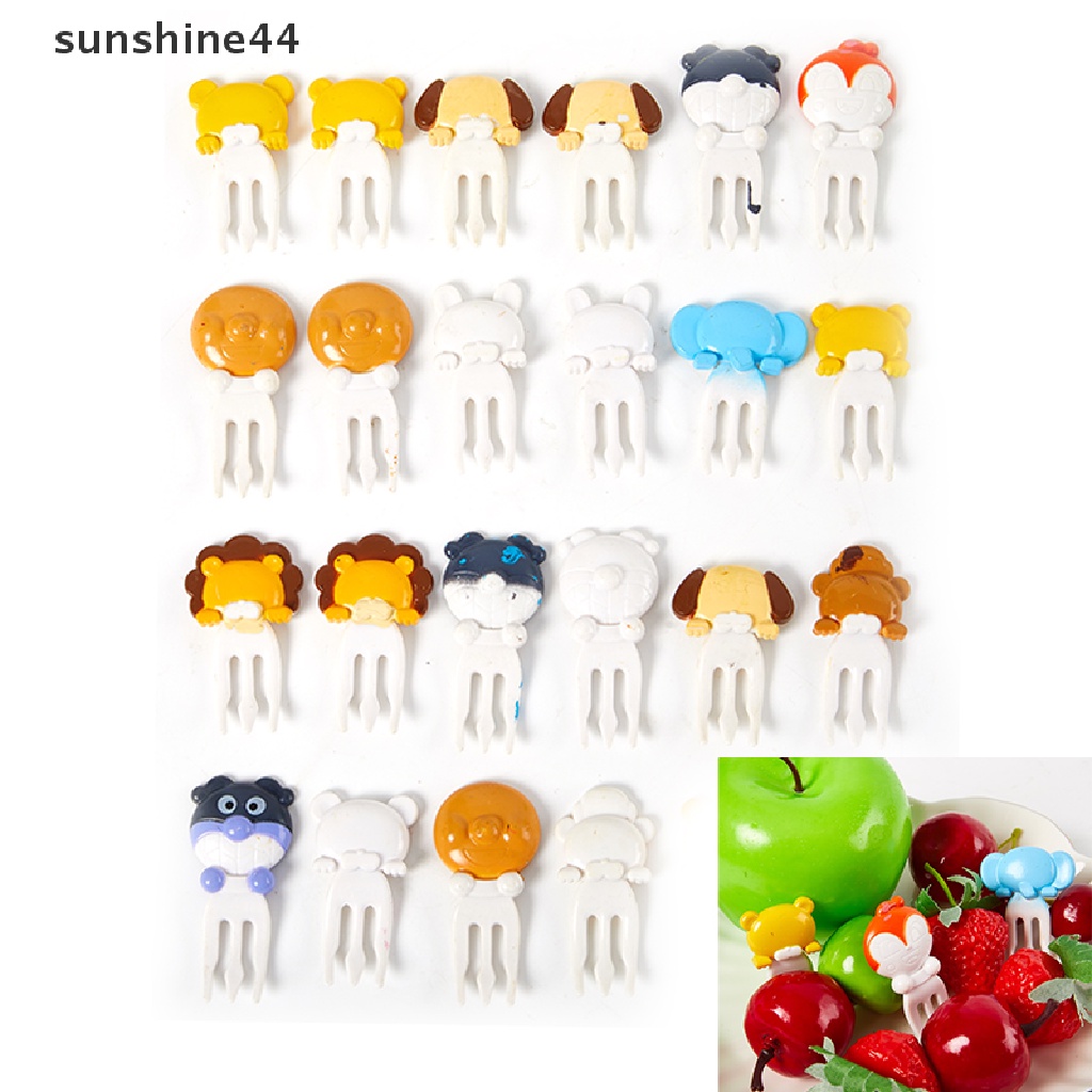 Sunshine 10pcs / Set Garpu Buah / Kue / Dessert Bentuk Kartun Hewan Untuk Perlengkapan Makan / Dapur