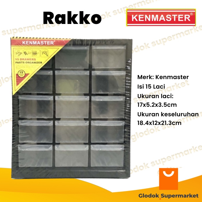 Rakko Kenmaster 15 Laci Slot Drawer Parts Organizer