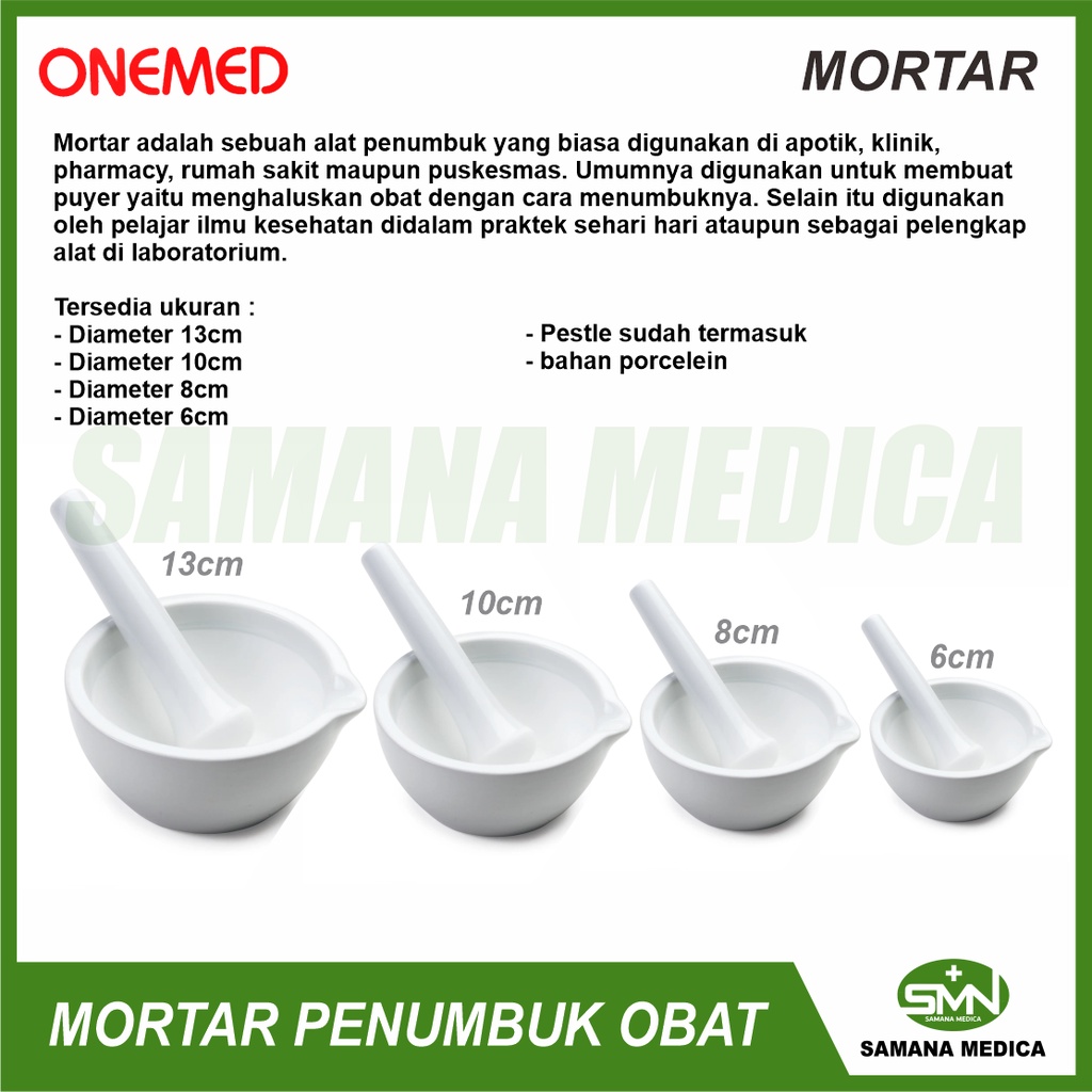 Mortar Alat Penumbuk Obat ONEMED Mortar Ukuran 6 dan 10 Cm Mortar With Pestles ONEMED Free Packing AMAN ( Paralon + Kardus + Buuble )