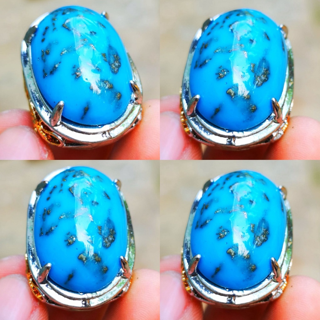 Batu Akik Pirus Serat Badar Perak Top Colour Big Size
