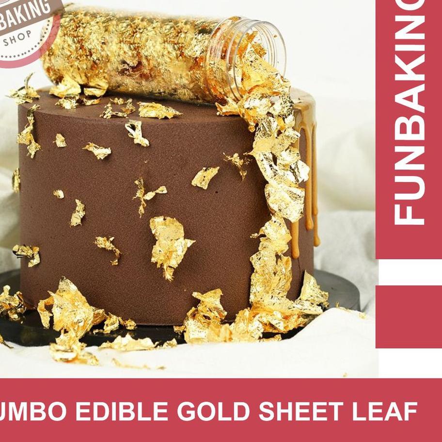 

FLASH SALE FunBaking - JUMBO EDIBLE GOLD SHEET LEAF GOLD LEAF FLAKES 24K !!