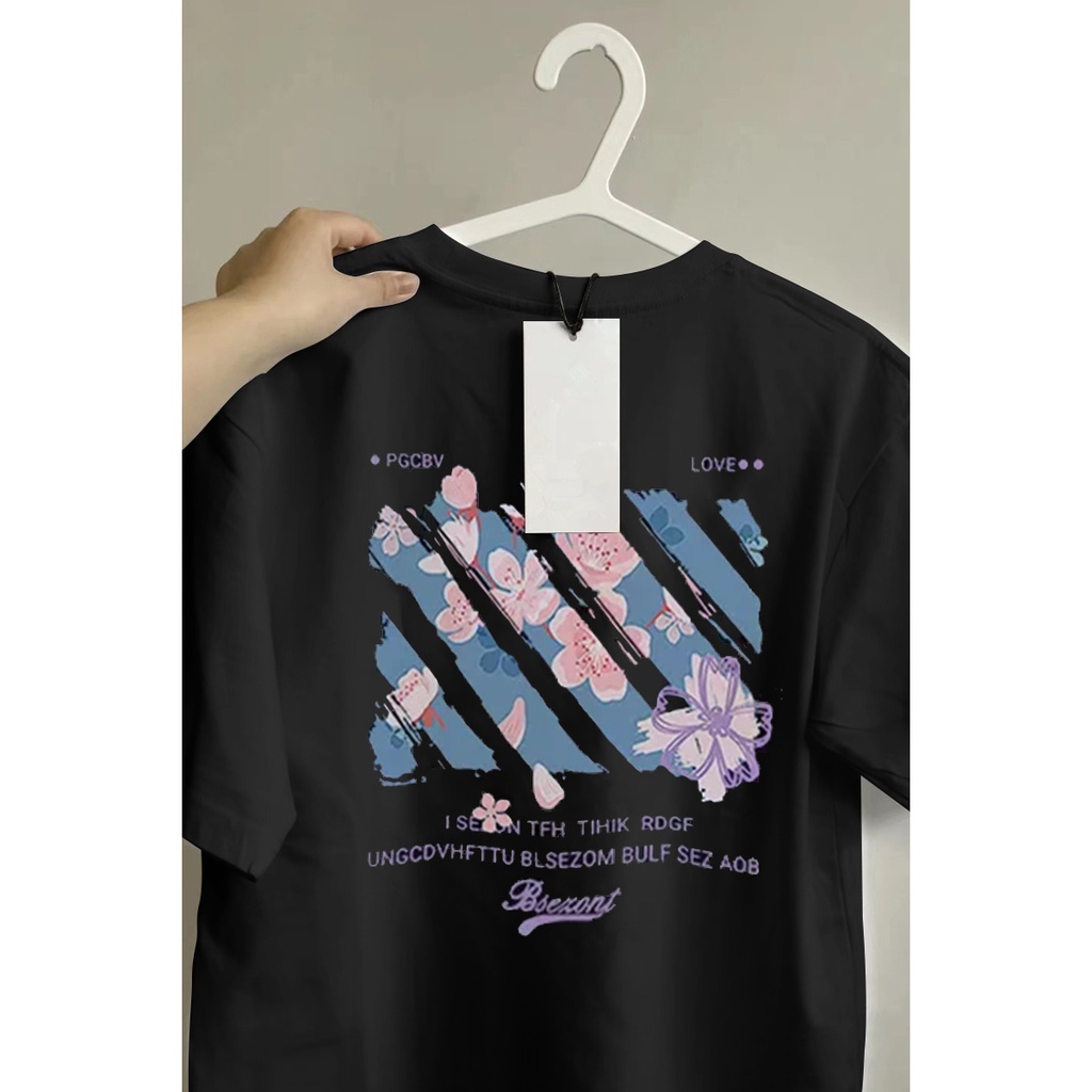 baju kaos wanita lengan pendek / kaos hitam print fashion / t shirt original import / baju oversize katun wanita（Realpict）