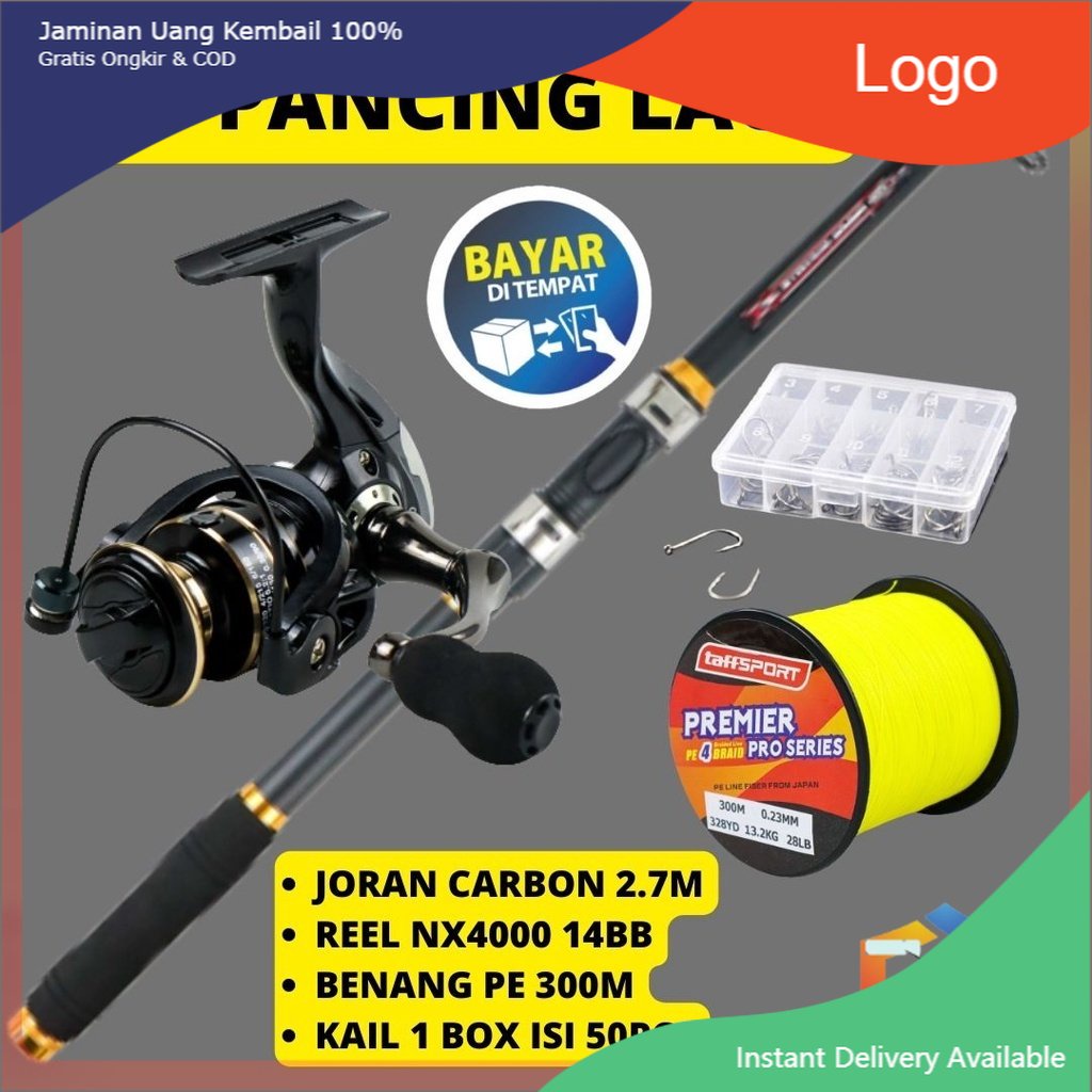 Paket Mancing Mania Siap Pakai Joran High Carbon Teleskopik Gulungan Series Metal Reel Pancing Fishi
