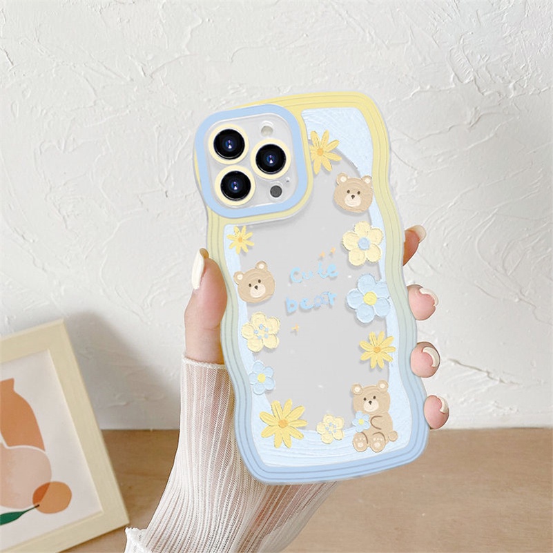 Soft Case Silikon Transparan Motif Beruang Untuk iPhone 14 13 12 11 Pro Max X Xr Xs Max 8 7 6 6s Plus