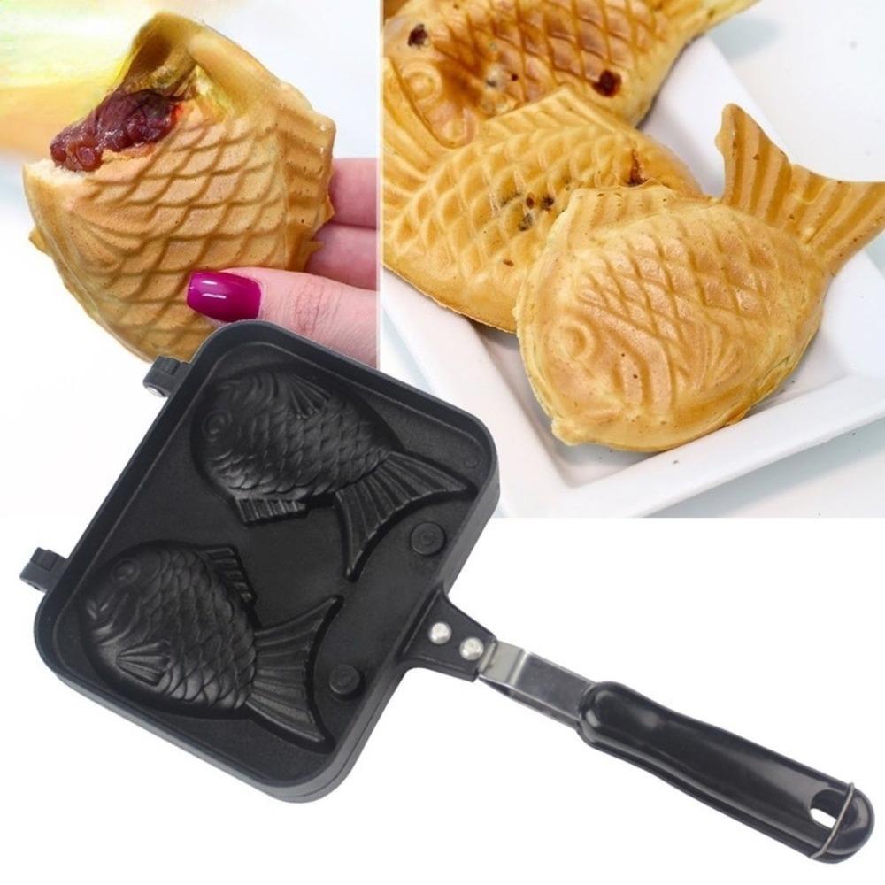 Preva Kitchen Japanese Taiyaki New Double Pan Fry Pan Waffle Kue Maker Pan