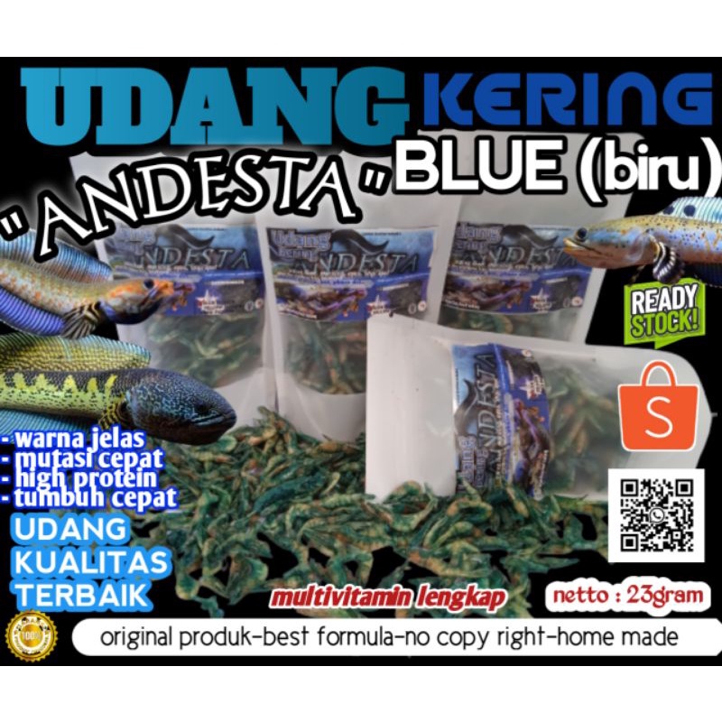 

UDANG KERING BLUE (biru) " ANDESTA " kemasan udang terbaik dan terpercaya