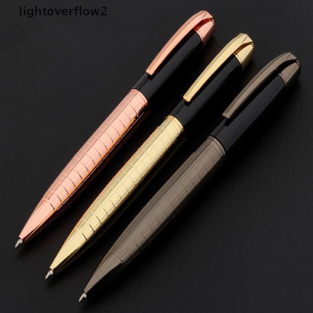 (lightoverflow2) Bolpoin Medium Bahan Metal Warna Hitam Untuk Pria / Wanita