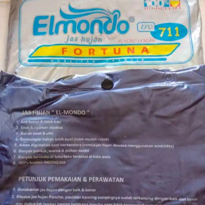 Jas Hujan Ponco Lengan Fortuna Elmondo 711 Jas Hujan Jumbo Ponco Big - Biru