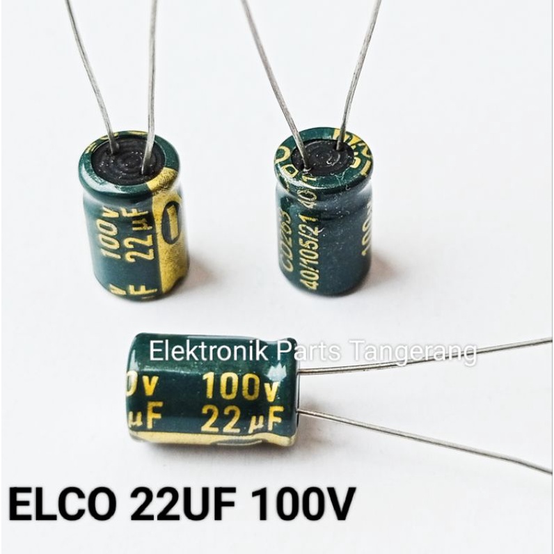 CAPACITOR ELCO 22UF 100V KAPASITOR ELCO 22UF 100V KAPASITOR ELCO 100v 22uf ELCO 22 UF 100V